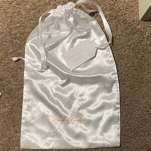 Honey Birdette Satin drawstring Bags & metallic gold logo print (set of 2)